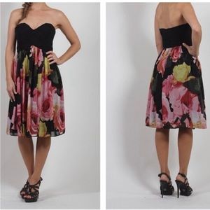 Donna Morgan Floral Print Black Dress